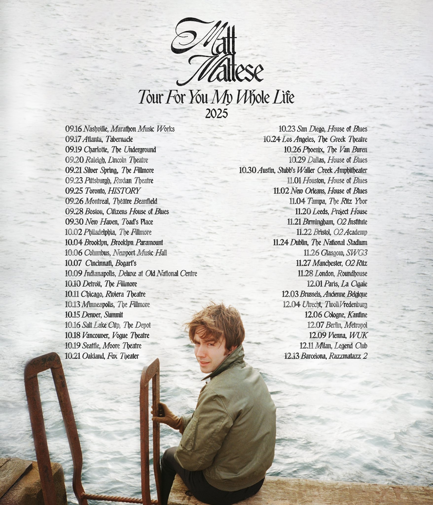 Matt Maltese Tour For You My Whole Life Tour Poster 2025